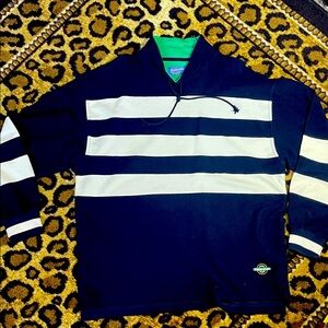 Vintage Pendleton Rugby Shirt – Size Large – Navy & Cream Striped Pullover